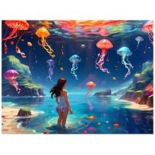 Jellyfish Dream-Scape Two Shape Sizes Puzzle